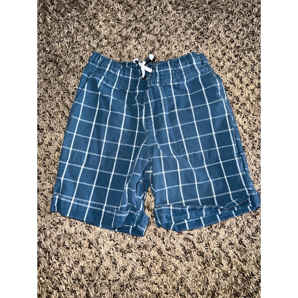 Cat & Jack Boys Blue/white checker drawstring shorts size 3T‎